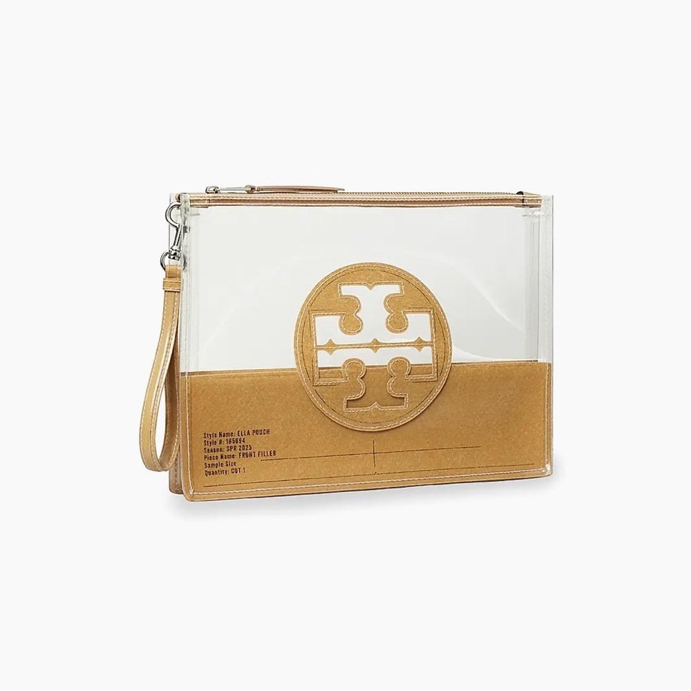 Tory Burch Ella Clear Wristlet Pouch/Clutch Bag...